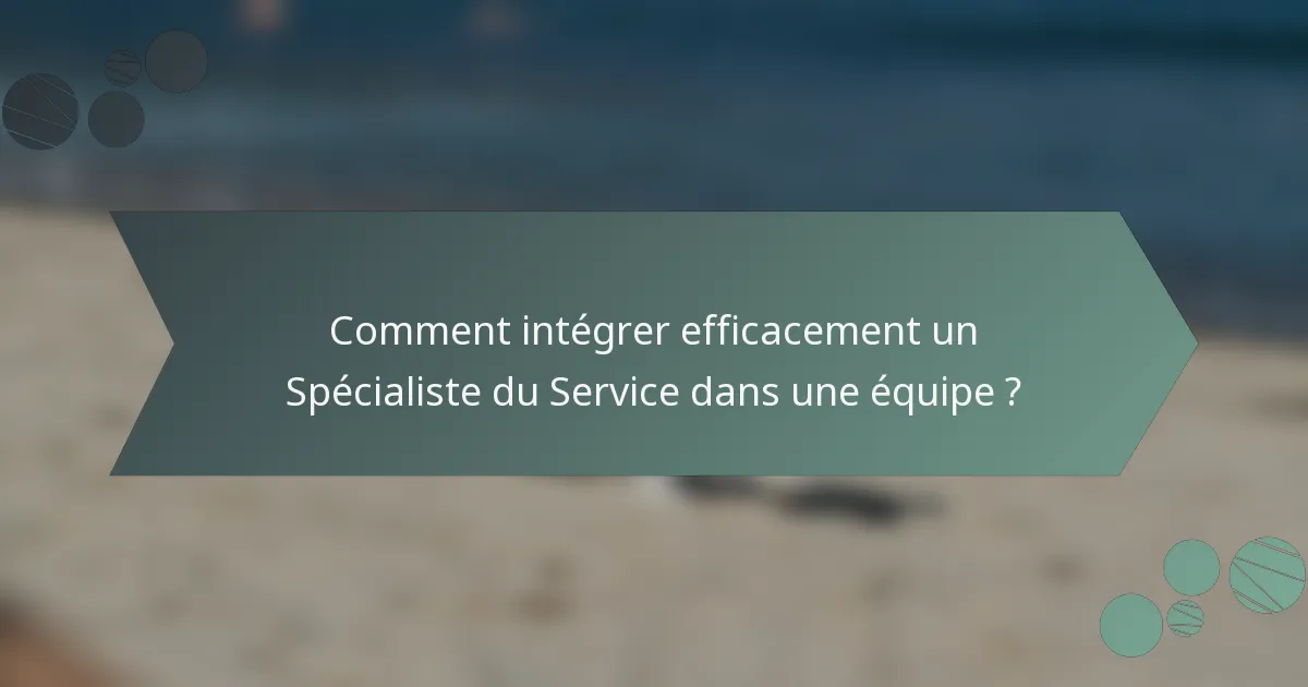 Comment intégrer efficacement un Spécialiste du Service dans une équipe ?