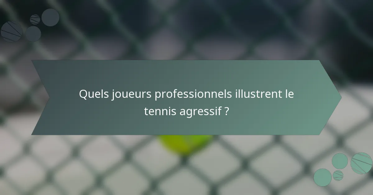 Quels joueurs professionnels illustrent le tennis agressif ?